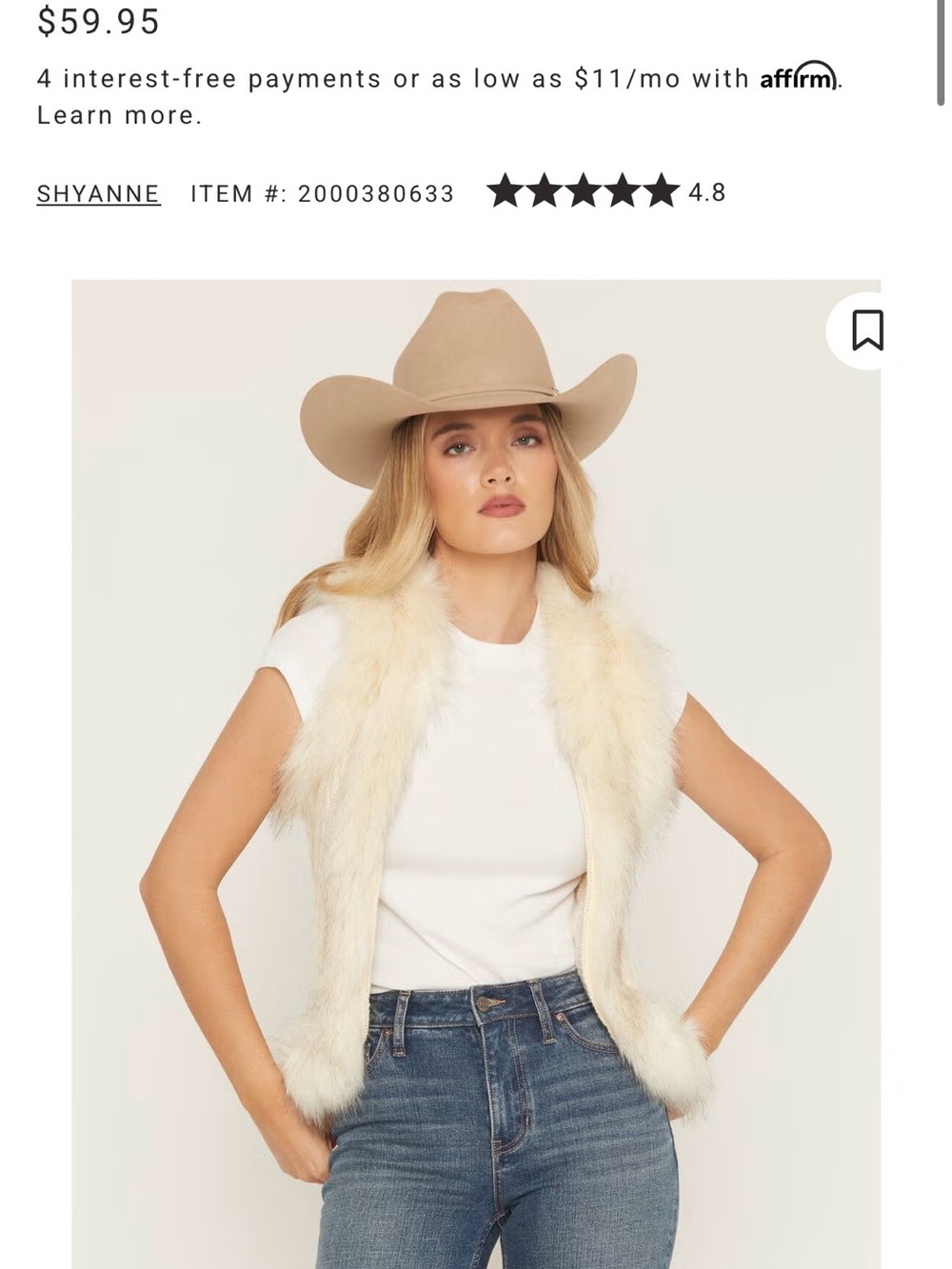 Shyanne Ivory Faux Fur Trim Knit Sweater Vest XS NWT current on website